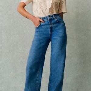 Sezane Classic Blue Wide Leg Jeans